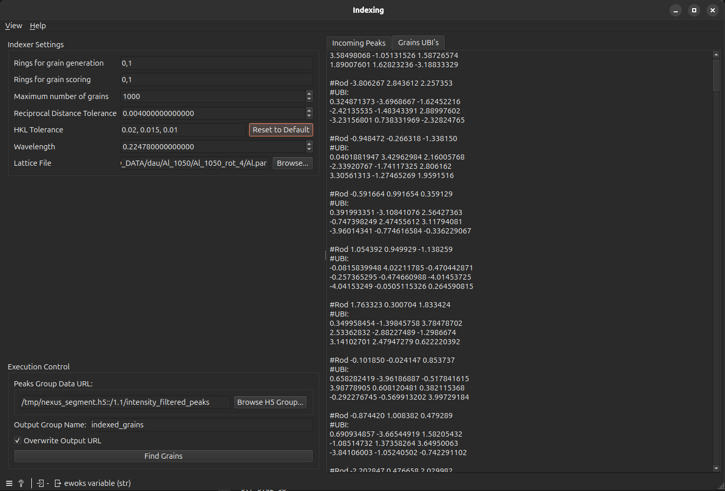 Image showing the result of the indexer widget