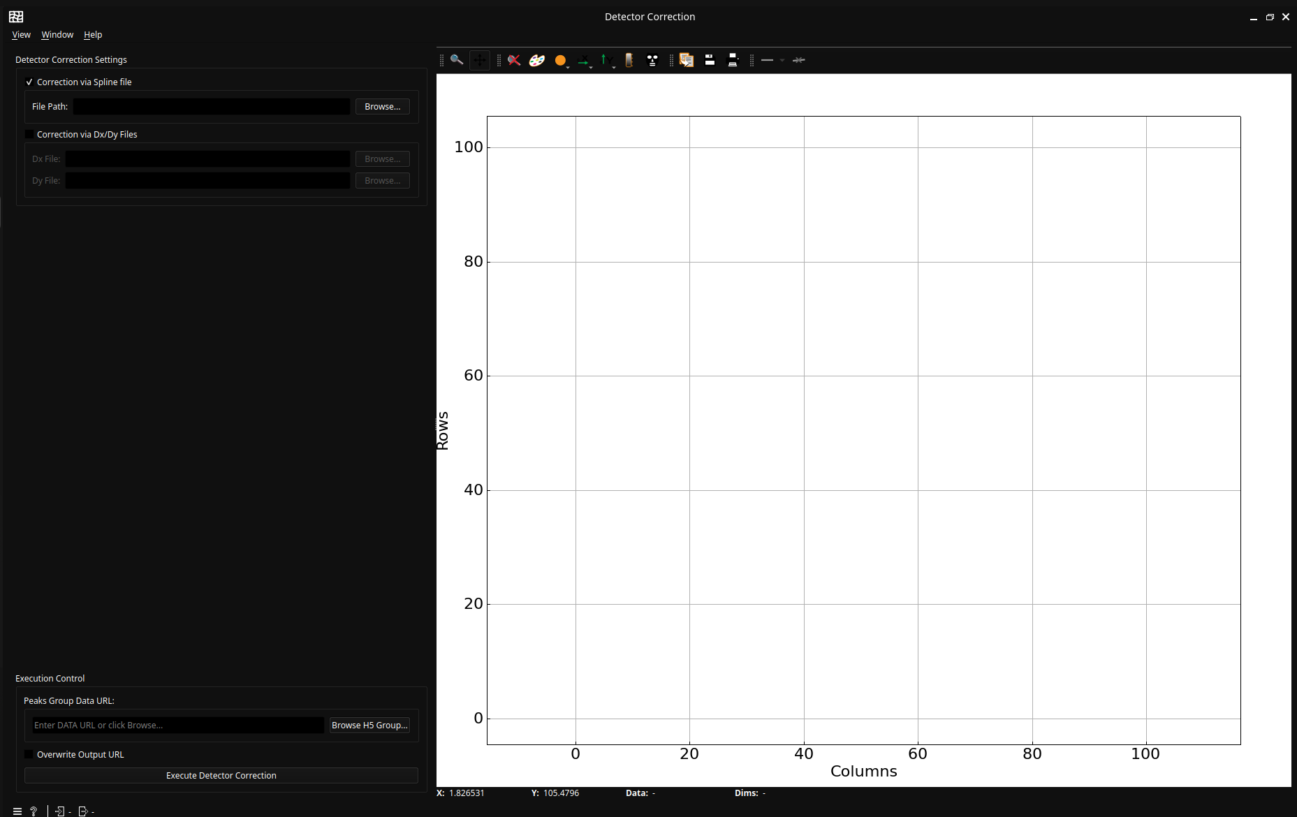 Image showing an empty detector correction widget