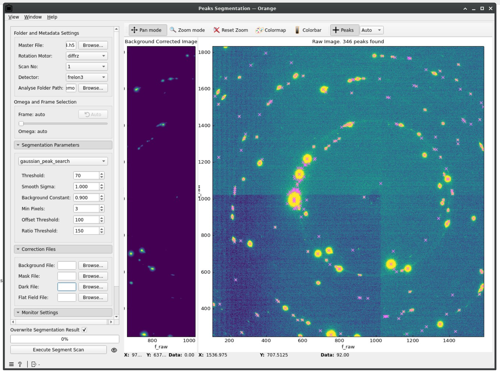 Image showing an example of a segmented frame with bad segmentation parameters