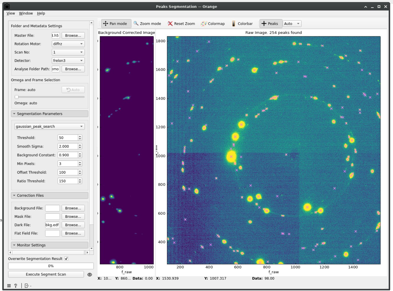 Image showing an example of a segmented frame with good segmentation parameters