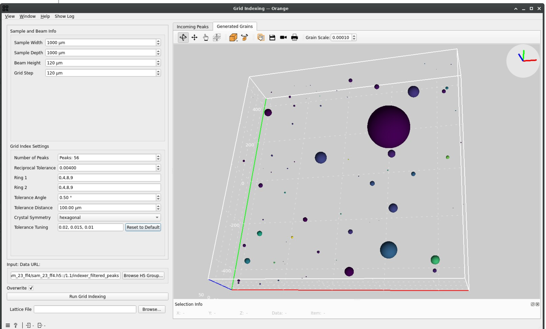 Image showing the generated grains plot of the grid indexing widget