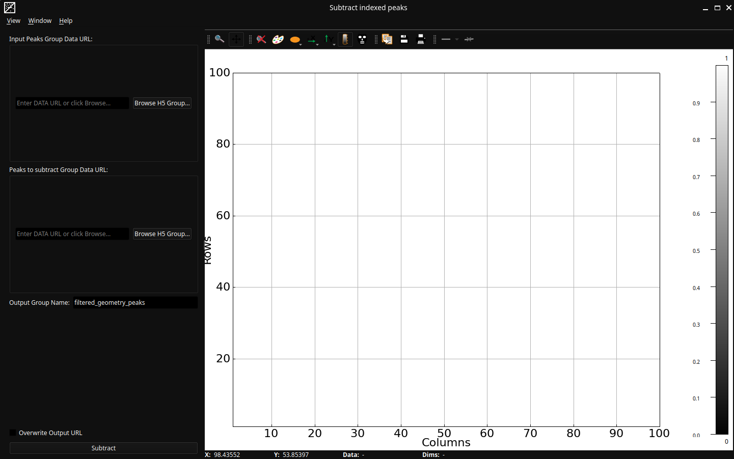 Image showing the Subtraction Peaks Widget