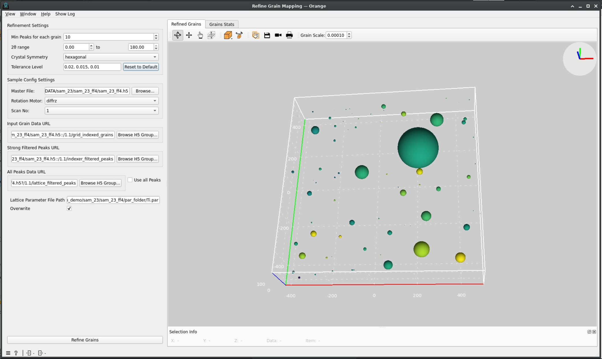 Image showing the the refine grain mapping widget after task completion